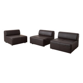 Freistil 185 Leather Armchairs in Brown Mocha by Rolf Benz, Set of 3 For Sale