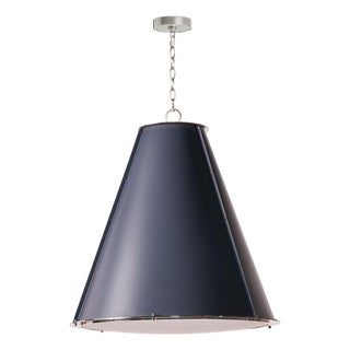 French Maid Chandelier Large, Blue and Polished Nickel For Sale
