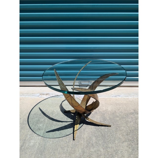 Gold Mid Century Torch Cut Sculptural Brutalist Side Table by Silas Seandel, C1970 For Sale - Image 8 of 10