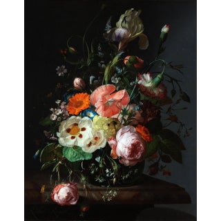 Reproduction Rachel Ruysch Still Life With Flowers 1716 Unframed Giclée Print - 32" X 40" For Sale