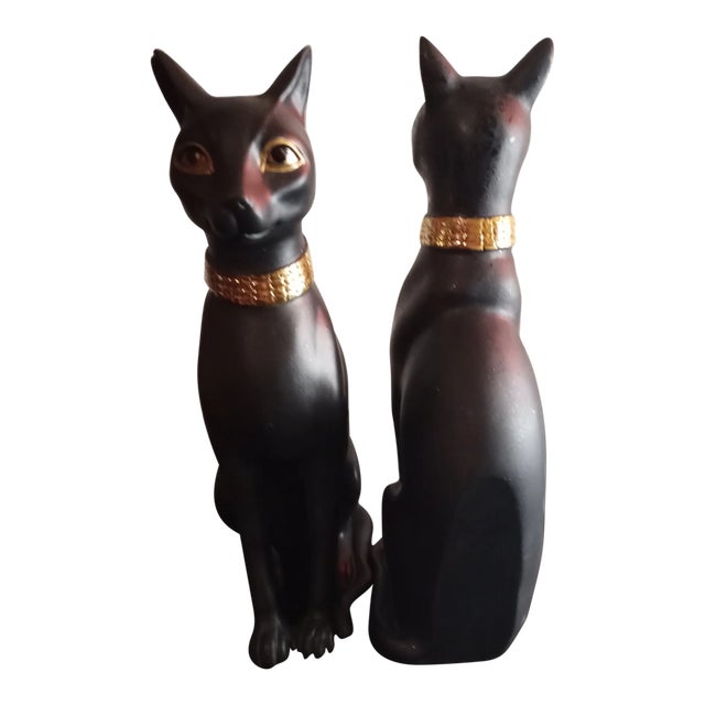 1970s Chalkware Black Cats - a Pair For Sale