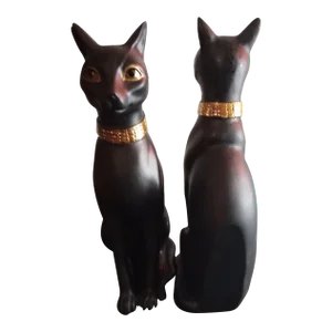 1970s Chalkware Black Cats - a Pair
