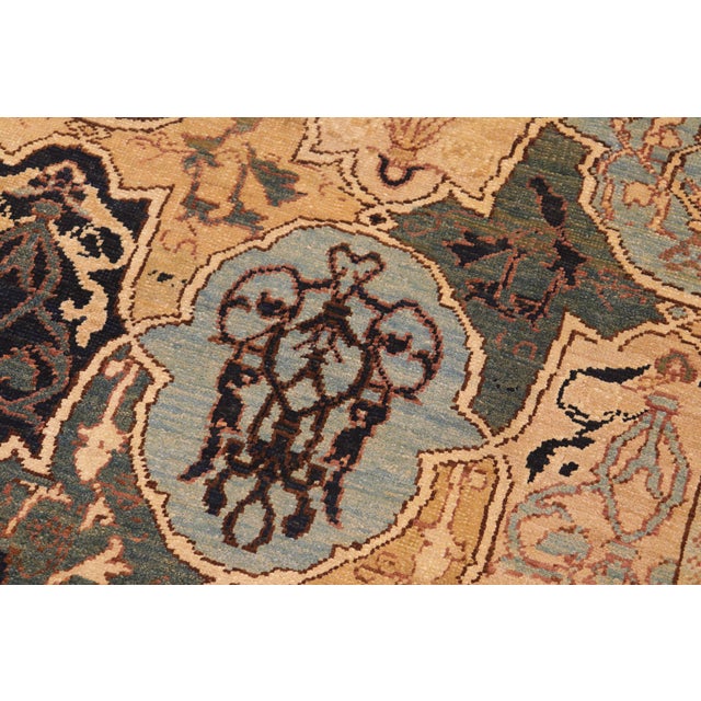 1990s Classic Ziegler Blue Brown Hand-Knotted Wool Rug - 6'1'' X 8'9'' For Sale - Image 5 of 8