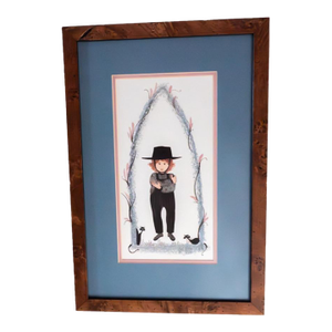 1990s "Adam" by P. Buckley Moss – Signed & Numbered Limited Edition in Burl Wood Frame