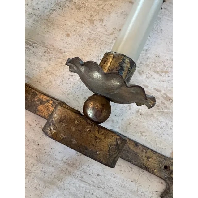 Early 20th Century Early 20th Century Gilt Iron Bracket Sconces - a Pair For Sale - Image 5 of 8