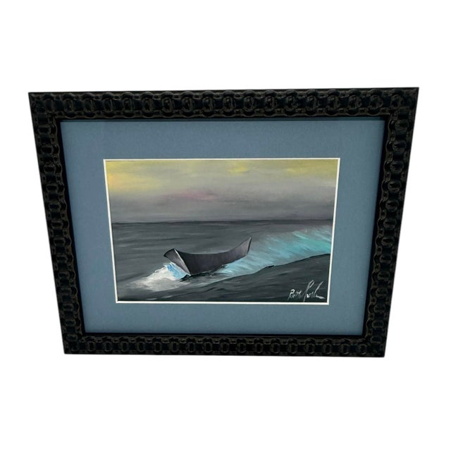 Contemporary Framed Oil on Board Seascape “Solidarity Boat” Artist Signed Ecuador For Sale - Image 12 of 12