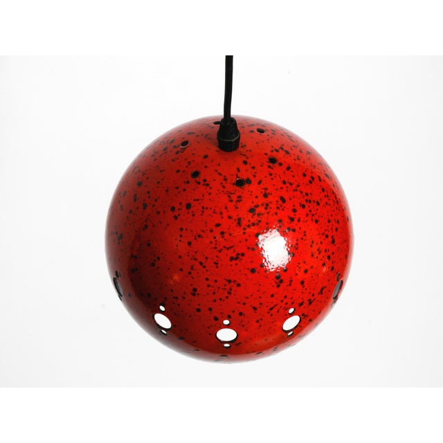Small Mid-Century Modern Red and Black Enameled Pendant Lamp, 1960s For Sale - Image 6 of 18