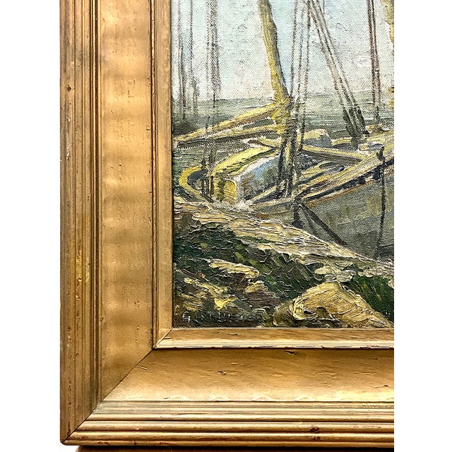 Early 20th Century Harborside Painting of “The Old Wreck” For Sale - Image 5 of 9