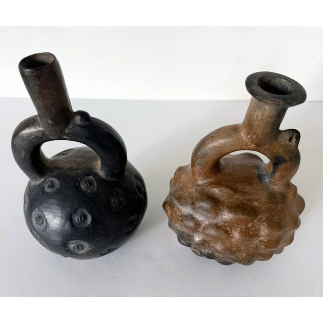 15th Century & Earlier Two Pre-Columbian Cupisnique Stirrup Ceramic Vessels Peru For Sale - Image 11 of 12