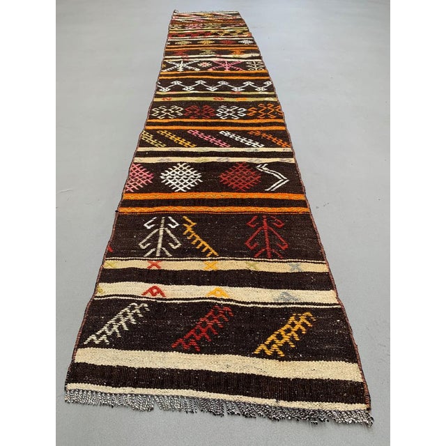 Turkish Narrow Kilim Runner Rug For Sale - Image 3 of 7