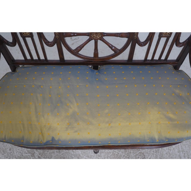 Theodore Alexander Neoclassical Style Wheel Back Cane Settee For Sale - Image 11 of 18