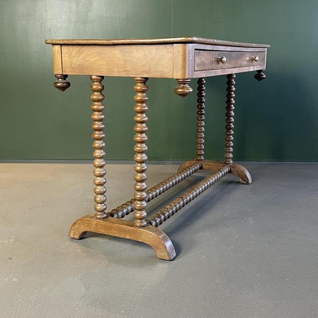Brown Bobbin Leg Console Table For Sale - Image 8 of 11