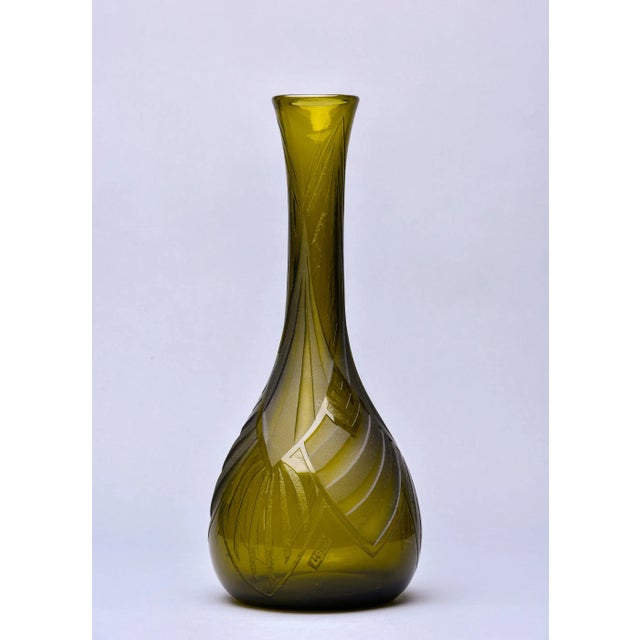 Found in France, this signed François-Théodore Legras art glass vase dates from the 1920s. Dark taupe colored glass is...