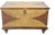19th Century Folk Art Dome-Top Wallpaper Travel Chest, 1878 For Sale