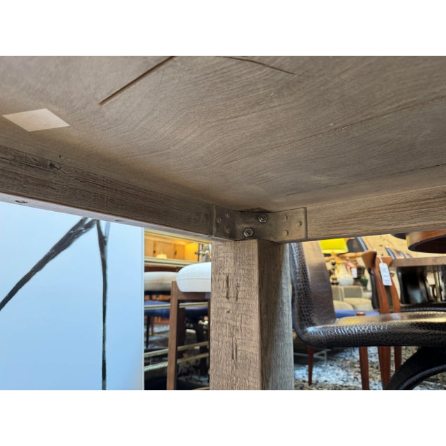 Restoration Hardware Reclaimed Oak Wood Dining Table For Sale - Image 10 of 12