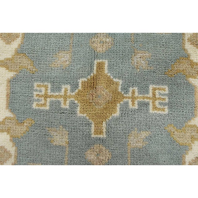 Blue Oushak Rug 5’1” X 8’2” Blue Wool Tribal Hand-Knotted Oriental Carpet For Sale - Image 8 of 14