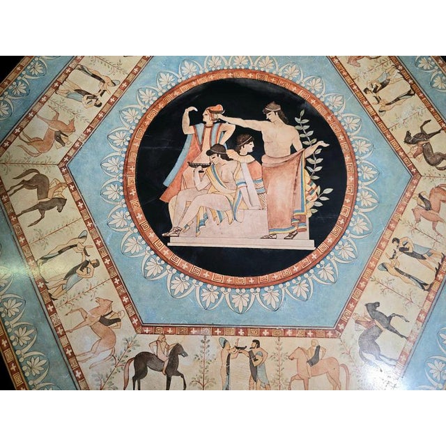 20th Century Italian Round Marble Table with Hand-Painted Classical Greek, 1920 For Sale - Image 4 of 13