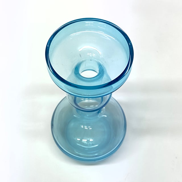 Pale Blue Glass Vases by Oiva Toikka for Nuutajärvi Finland Circa 1960s - A Pair For Sale - Image 10 of 11