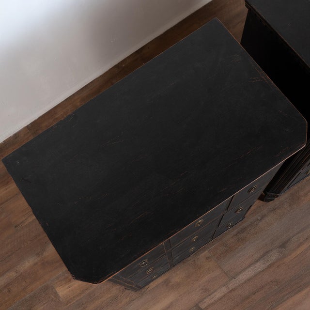Pair of 19th Century Swedish Gustavian Black Painted Chests of Drawers For Sale - Image 14 of 16