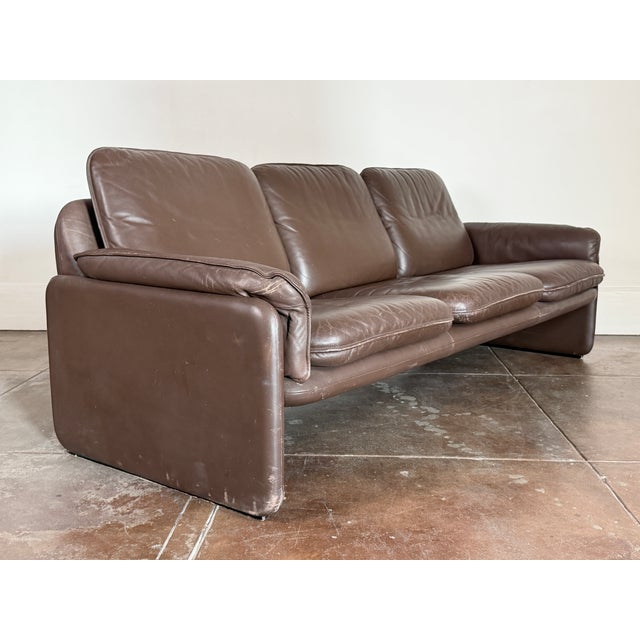 De Sede Vintage 1970s Brown Leather De Sede Ds-61 Sofa For Sale - Image 4 of 12