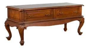 Dutch Colonial Early 20th Century Low Table with Two Drawers and Cabriole Legs