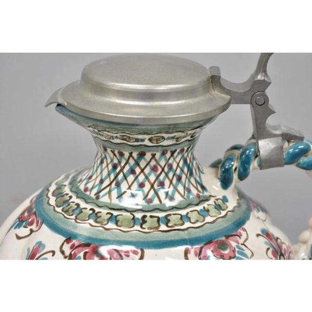 Vintage Keck Keramik Hand Painted Ceramic Pottery German Stein Wine Pitcher For Sale - Image 10 of 15