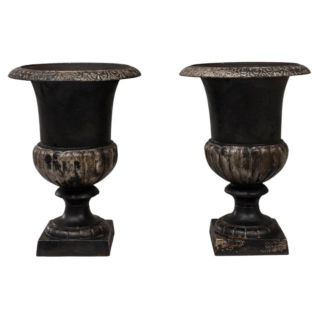 19th Century French Cast Iron Campagna Urn Planters - A Pair For Sale - Image 15 of 18
