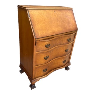 1930’s Ball and Claw Feet Drop Down Secretary Desk For Sale
