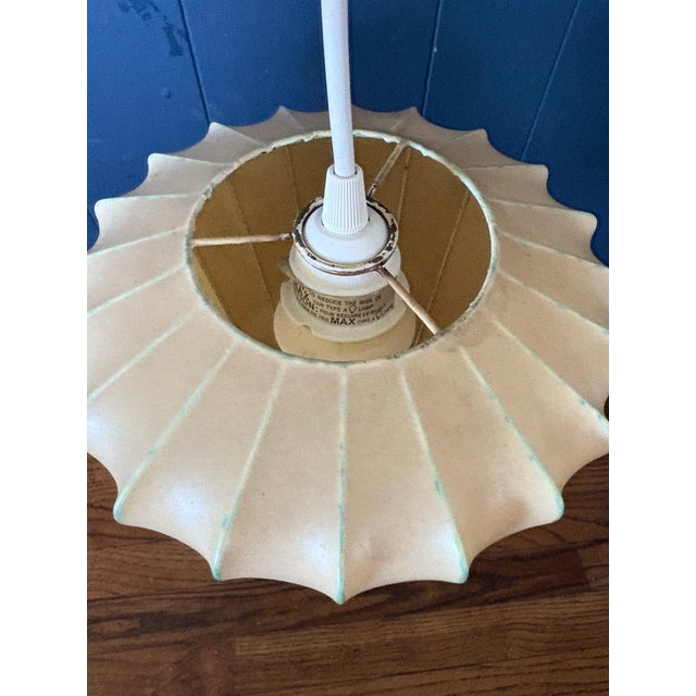 Metal Vintage Mid-Century Modern Resin and Metal Cocoon Pendant Lamp Shade For Sale - Image 7 of 12