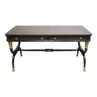 1960s Henredon Empire Style Leather Top Desk For Sale
