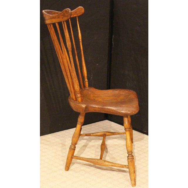 American fan back Windsor Side Chair, early 19th century. Very well shaped crest rail & seat. Well turned, ring carved,...