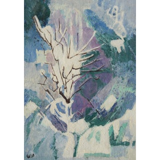 Ernst Weiers, Painting Snow-Covered Bush, 1963, Oil Painting, Framed, 1963, Oil For Sale