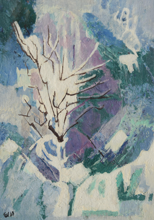 Ernst Weiers, Painting Snow-Covered Bush, 1963, Oil Painting, Framed, 1963, Oil