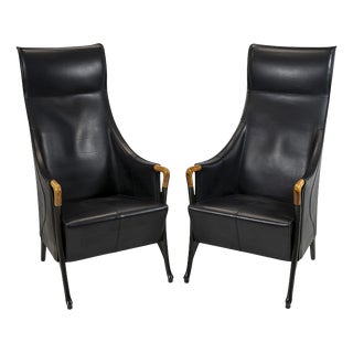 Mid-Century Leather Armchairs by Giorgetti, Set of 2 For Sale