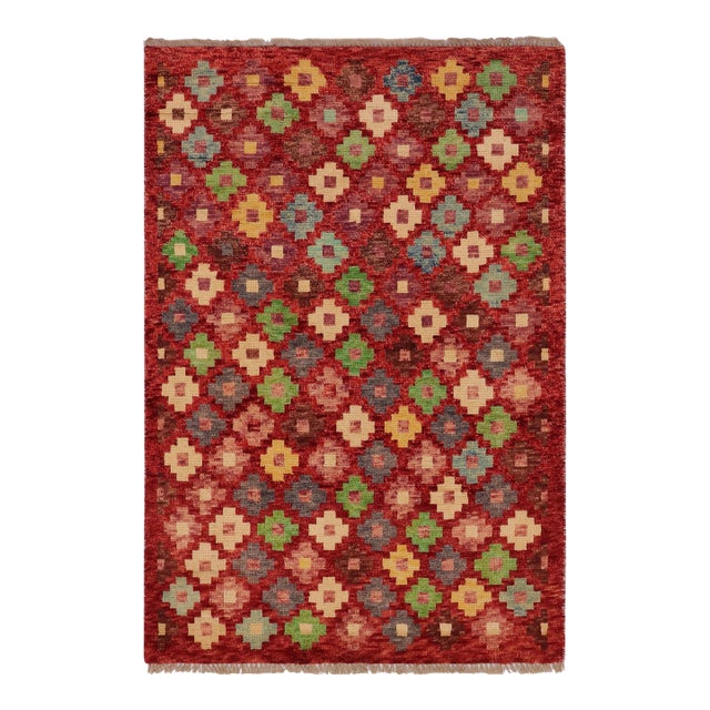 Eclectic Balochi Red/Blue Wool Rug - 3'3''x4'10'' For Sale