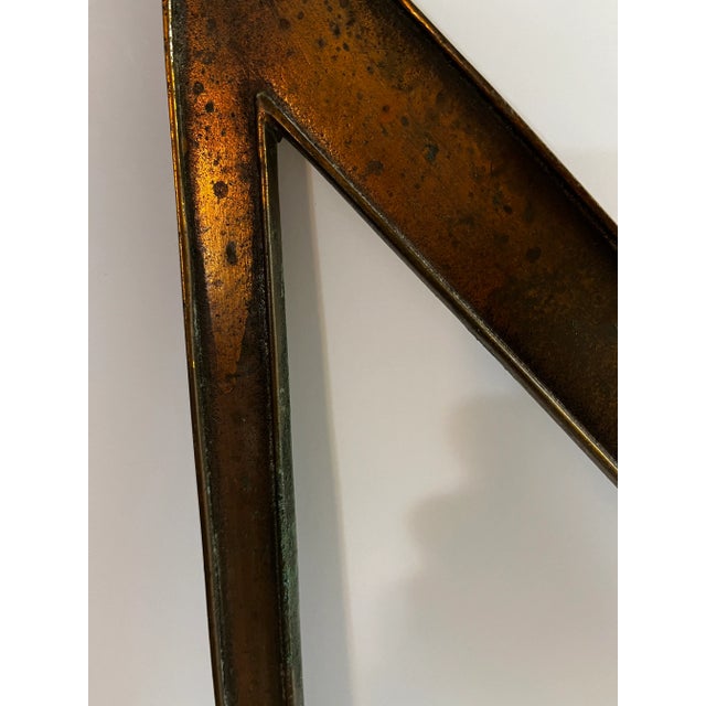 Fantastic mid-century giant letter N made of copper or bronze. Architectural salvaged element for your decor. Screw holes...