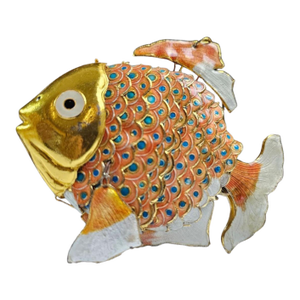 Vintage Articulated Cloisonné Enamel Koi Fish Figurine Large Five Inch