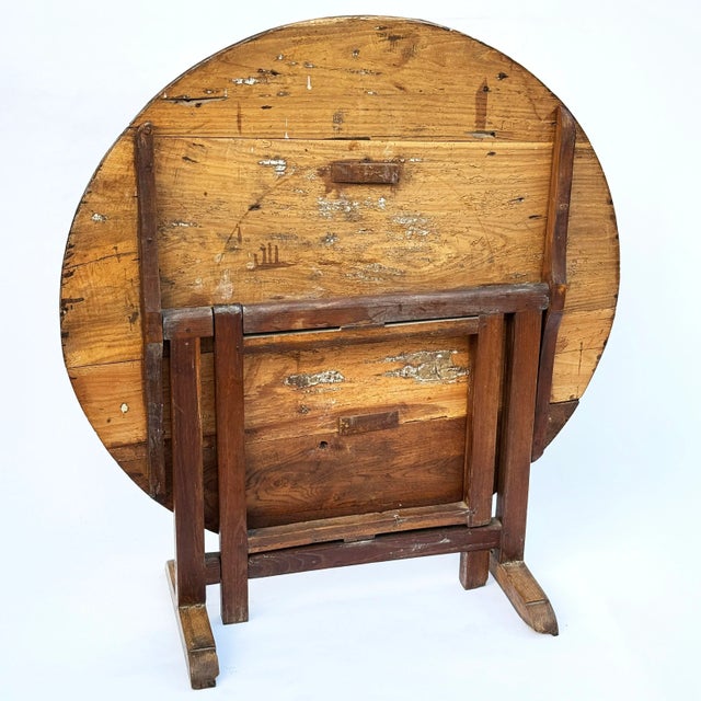 Brown Antique French Oak Vigneron Tilt-Top Table, Mid-19th Century For Sale - Image 8 of 14