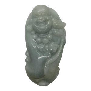 White Green Jade Pendant Happy Buddha, Laughing Buddha Figure