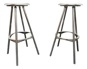 Pair of Knoll Amat-3 Twist Aluminum Bar Height Stool