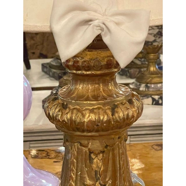 19th Century 19th Century Italian Giltwood Element as Lamp For Sale - Image 5 of 8