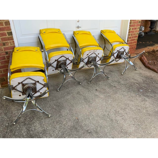 1970s Set of Vintage Mid Century Chromes and Yellow Vinyls Four Chairs and Table For Sale - Image 5 of 8