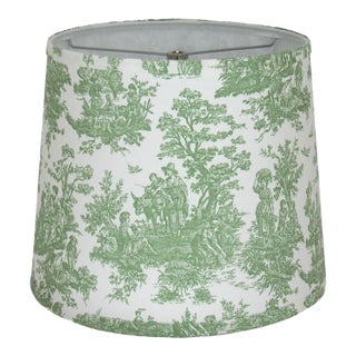 16" Sage Toile Drum Lamp Shade For Sale