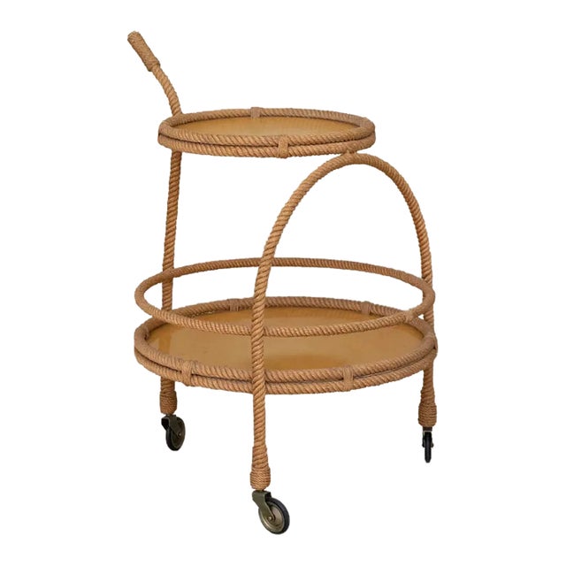 1960s French Rope Bar Cart by Audoux-Minet, Attributed For Sale