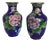 Blue Cloisonné Vases Decorated in Traditional Chinese Wealth Flowers - A Pair For Sale