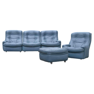 Sofa, Armchair and Pouf by Michele Cadestin for Airbone, France, 1970s, Set of 3