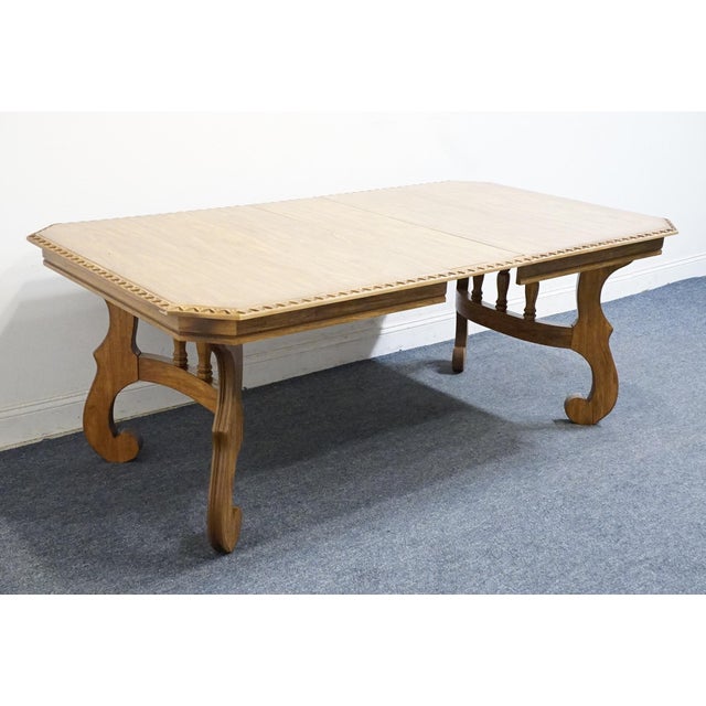 Mediterranean Bassett Furniture Centuria Collection Solid Pecan Mediterranean Style 78" Dining Table 429-42-448 For Sale - Image 3 of 11