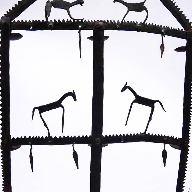 Brutalist Wrought Iron Dividing Screen with Animal Decoration from Marolles, 1950s For Sale - Image 3 of 9