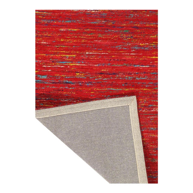 Modern Pasargad DC Red Sari-Silk Modern Flat Weave Rug For Sale - Image 3 of 3