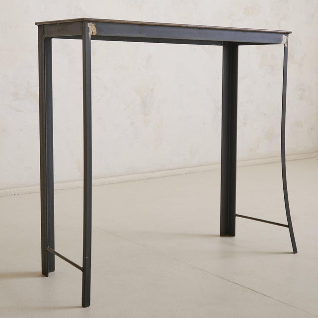 1950s French Industrial Steel Console Table with Gear Detail, 1950s For Sale - Image 5 of 11